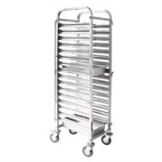  GASTRONORM TROLLEY 15 TIER 580x397x1730mmH STAINLESS STEEL