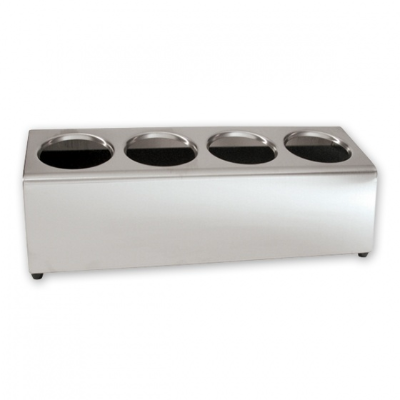 CUTLERY HOLDER 4 HOLE S/S LONG 200mmW x 500mmL x 190mmD (CYLINDERS NOT INCLUDED)