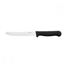  STEAK TOMATO KNIFE CURVED END BLACK HANDLE
