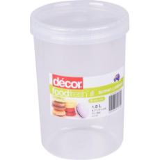  DECOR CONTAINER 1L ROUND CLEAR SCREW TOP