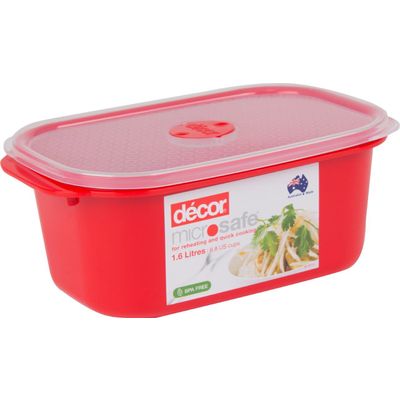 DECOR TELLFRESH MICROSAFE 1.6L OBLONG CONTAINER RED BASE
