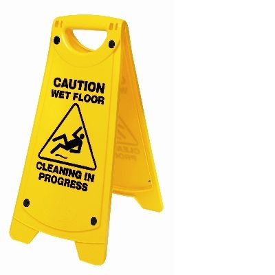 WET FLOOR CAUTION SIGN YELLOW WITH CLEANING IN PROGRESS