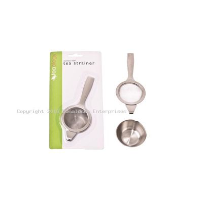 TEA STRAINER W/BOWL S/S WITH HANDLE