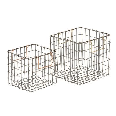 JETT SQUARE WIRE BASKETS SET O F 2 23cm AND 29cm