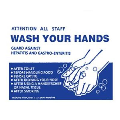 WASH YOUR HANDS 210x300mm BLUE ON WHITE