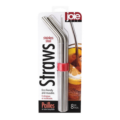 STAINLESS STEEL STRAWS SET/6 WITH BRUSH