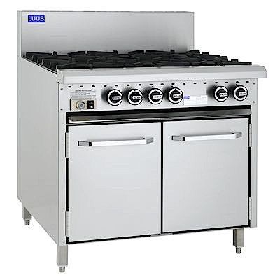 LUUS ESSENTIALS 900mm 6 BURNER AND OVEN WITH FLAME FAILURE AND PILOTS