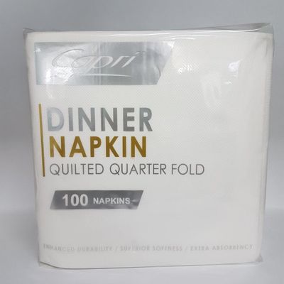 QUILTED DINNER NAPKIN WHITE 400x400mm 100PKT 1000CTN