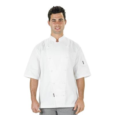 PROCHEF WHITE JACKET LARGE WITH BUTTONS SHORT SLEEVE