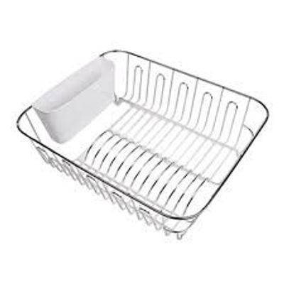 DLINE LARGE DISH DRAINER WITH CUTLERY CADDY 44.5x35.5x14.5cm WHITE