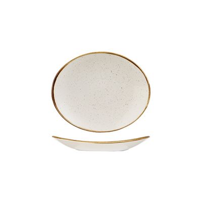 CHURCHILL STONECAST OVAL PLATE 192mm BARLEY WHITE