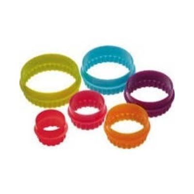 DLINE DOUBLE SIDED ROUND COOKIE CUTTERS SET 6 MULTI COLOURS