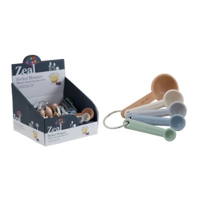ZEAL CLASSIC SILICONE/WOOD MEASURING SPOON SET 5PCE