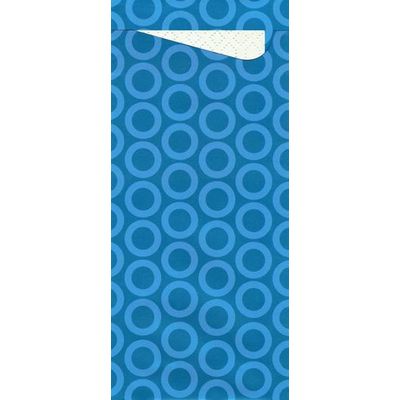 POCHETTA CUTLERY POUCH BLUE WITH CIRCLES 85X190mm WITH 3PLY NAPKIN 330X330mm CTN 250