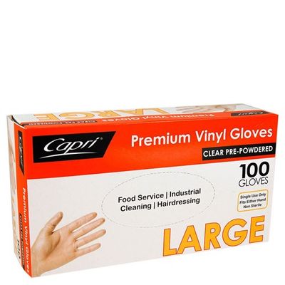 GLOVES DISPOSABLE CLEAR LARGE POWDERED 100 PKT
