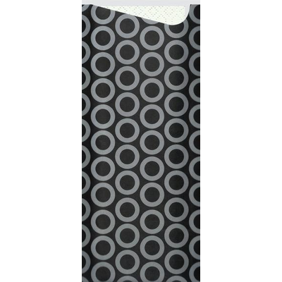 POCHETTA CUTLERY POUCH BLACK WITH CIRCLES 85X190mm WITH 3PLY NAPKIN 330X330mm CTN 250