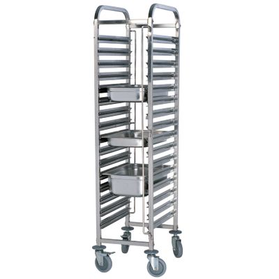 GASTRONORM TROLLEY 15 TIER 580x397x1730mmH STAINLESS STEEL