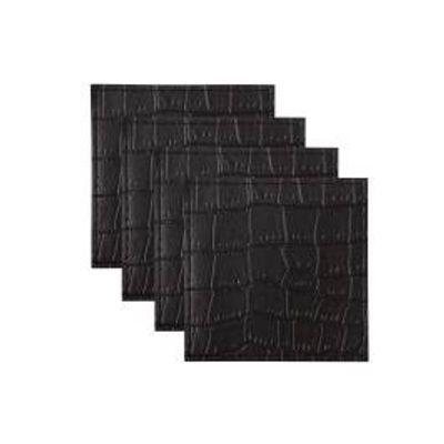 MW TABLE ACCENTS LEATHER LOOK ALLIGATOR COASTER 10X10cm SET OF 4 BLACK