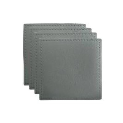 MW TABLE ACCENTS LEATHER LOOK COWHIDE COASTER 10X10cm SET OF 4 GREY